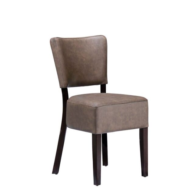 netfurniture Bugel Side Chair - Distressed Bark Lascari Faux Leather in Brown