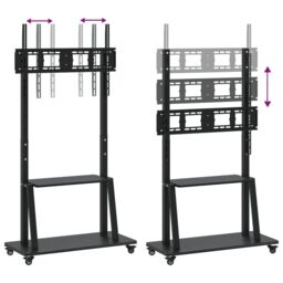 Berkfield Home TV Stand on Wheels 32-90 Inch Screen Max VESA 800x600 mm 100kg in Black - thumbnail 6