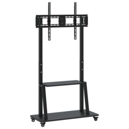 Berkfield Home TV Stand on Wheels 32-90 Inch Screen Max VESA 800x600 mm 100kg in Black - thumbnail 2