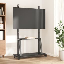 Berkfield Home TV Stand on Wheels 32-90 Inch Screen Max VESA 800x600 mm 100kg in Black - thumbnail 1