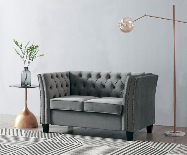 Home Detail Chelsea Light Grey Velvet 2 Seater Sofa - image 1