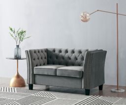 Home Detail Chelsea Light Grey Velvet 2 Seater Sofa - thumbnail 1