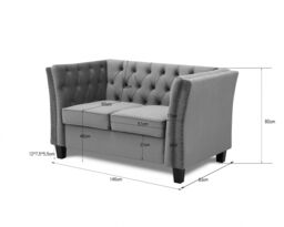 Home Detail Chelsea Light Grey Velvet 2 Seater Sofa - thumbnail 4