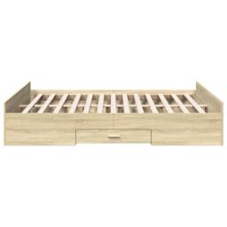 Berkfield Home Bed Frame with Drawers without Mattress Sonoma Oak 150x200 cm King Size in Brown - thumbnail 5
