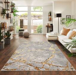 Smart Living Venice Modern Carved Rug - Soft Luxury for Living & Bedroom in Gold - Size: 80 cm x 150 cm - thumbnail 4