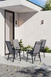 Garden Sanctuary Outdoor Fabric & Metal Frame Folding Chair Set of 4 in Black - thumbnail 2