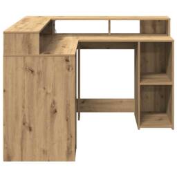Berkfield Home Desk with LED Lights Artisian Oak 130x130x91 cm Engineered Wood in Brown - Size: 130 x 130 x 91 cm - thumbnail 7