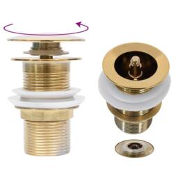Berkfield Home Durable Bathroom Sink with Tap & Push Drain Gold Tempered Glass - thumbnail 8