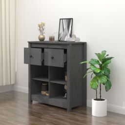 Berkfield Home Sideboard Grey 70x35x80 cm Solid Wood Pine - Size: 70 x 35 x 80 cm - thumbnail 6