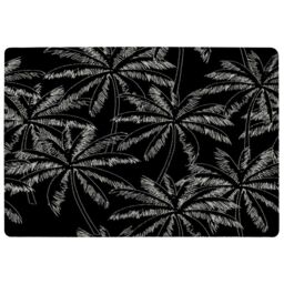 Benjamin Tate Design White Palm Trees On Black Rug in Natural - Size: Large - thumbnail 1