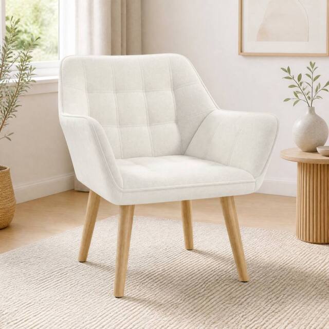 STILVORA Armchair with Wide Arms in Cream - image 1