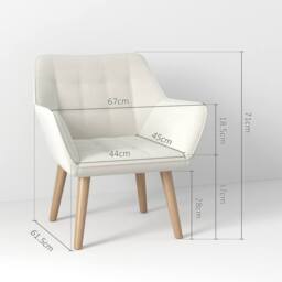STILVORA Armchair with Wide Arms in Cream - thumbnail 2