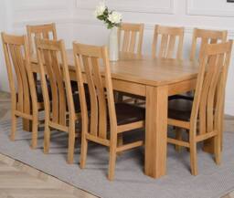 Thats Furniture Dakot 182 x 92cm Oak Large Dining Table & 8 Princeton Chairs in Brown - Size: 182 x 92 cm - thumbnail 1