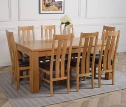 Thats Furniture Dakot 182 x 92cm Oak Large Dining Table & 8 Princeton Chairs in Brown - Size: 182 x 92 cm - thumbnail 3