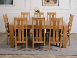 Thats Furniture Dakot 182 x 92cm Oak Large Dining Table & 8 Princeton Chairs in Brown - Size: 182 x 92 cm - thumbnail 2