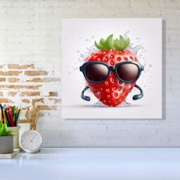 Warren Reed - Designer Strawberry In Glasses Canvas - Size: w10 inch x h10 inch - thumbnail 1