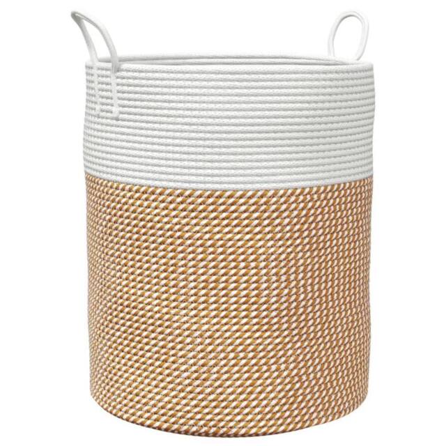 Berkfield Home Storage Basket Brown & White √ò38x46 cm Cotton - Size: 38x46 cm - image 1
