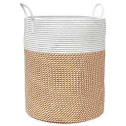 Berkfield Home Storage Basket Brown & White √ò38x46 cm Cotton - Size: 38x46 cm