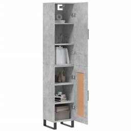 Berkfield Home Highboard Concrete Grey 34.5x34x180 cm Engineered Wood - thumbnail 3
