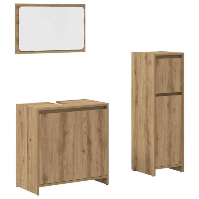 Berkfield Home 3 Piece Bathroom Furniture Set Artisan Oak Engineered Wood in Brown - image 1