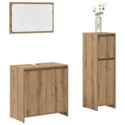 Berkfield Home 3 Piece Bathroom Furniture Set Artisan Oak Engineered Wood in Brown - thumbnail 2