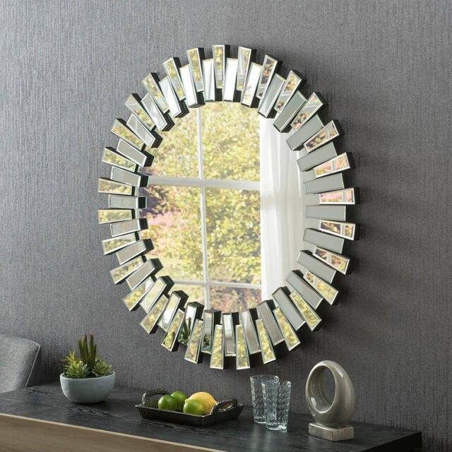 Yearn Mirrors Sunburst Round Mirror Bevelled in Black
