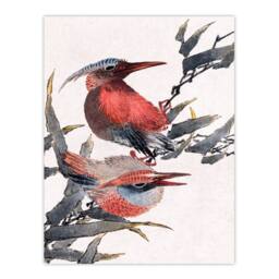 Artery8 Katsushika Hokusai Framed Wall Art Print Album of Sketches Birds 1841 in Red - Size: A4 - thumbnail 3