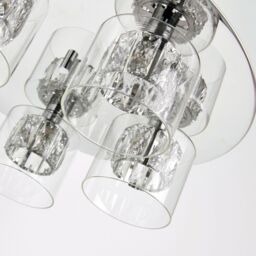 Loops 5 Bulb Ceiling Lamp & 2x Matching Wall Mount Light Round Chrome & Crystal Glass in Clear - thumbnail 3