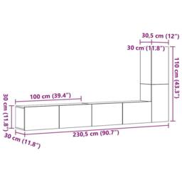 Berkfield Home 3 Piece TV Cabinet Set Wall-mounted Old Wood Engineered Wood - thumbnail 9