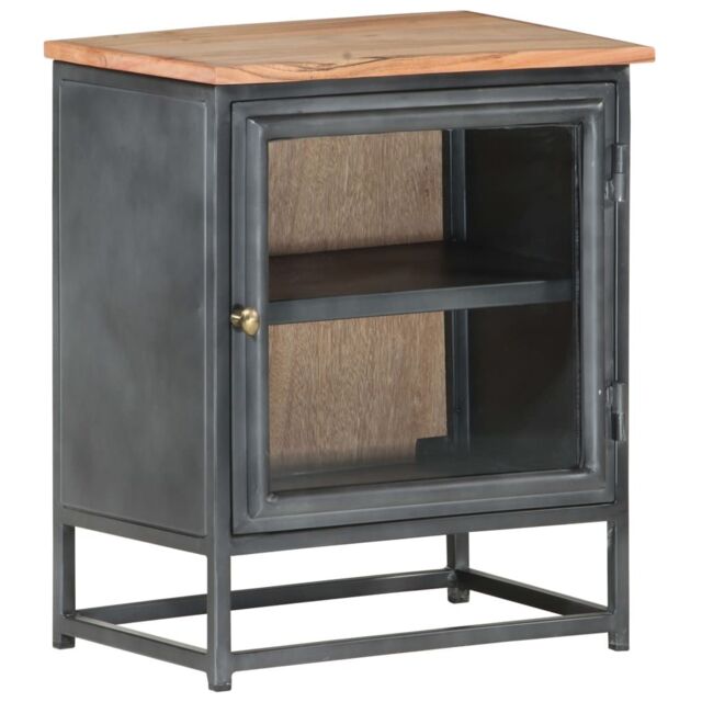 Berkfield Home Bedside Cabinet Grey 40x30x50 cm Solid Acacia Wood - Size: 40 x 30 x 50 cm - image 1