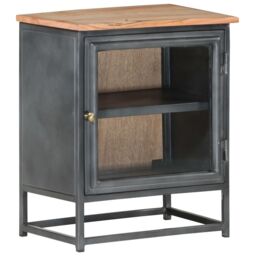 Berkfield Home Bedside Cabinet Grey 40x30x50 cm Solid Acacia Wood - Size: 40 x 30 x 50 cm - thumbnail 1