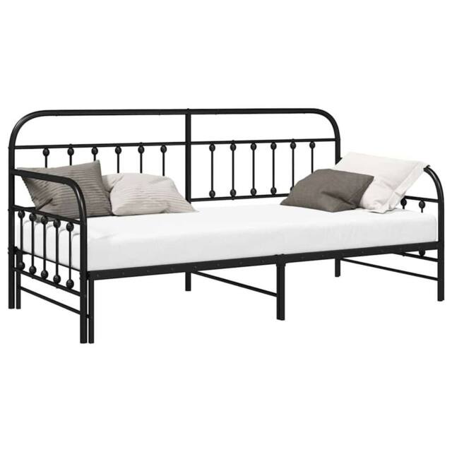 Berkfield Home Modern Daybed Frame with Trundle Black 90x200 cm Steel - image 1