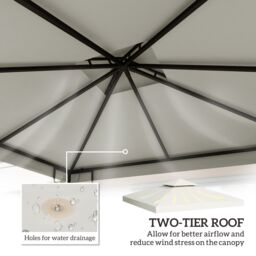 OUTSUNNY 3(m) 2 Tier Garden Gazebo Top Cover Replacement Canopy Roof in Cream - thumbnail 4