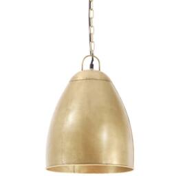 Berkfield Home Industrial Hanging Lamp 25 W Brass Round 32 cm E27 in Gold - thumbnail 1