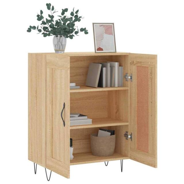 Berkfield Home Sideboard Sonoma Oak 69.5x34x90 cm Engineered Wood in Light Tan - image 1