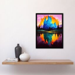 Artery8 Mount Fitz Roy Sunset Colourful Abstract Landscape Framed Art Print in Purple - Size: A4 - thumbnail 4