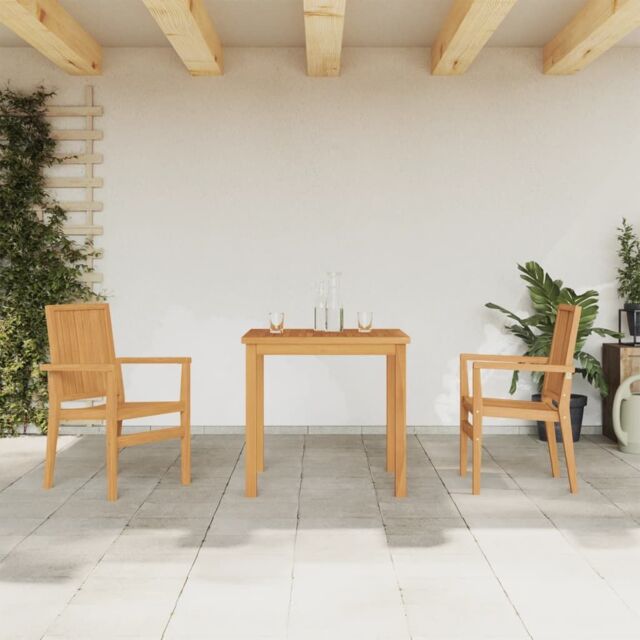 Berkfield Home 3 Piece Garden Dining Set Solid Wood Teak in Brown - image 1