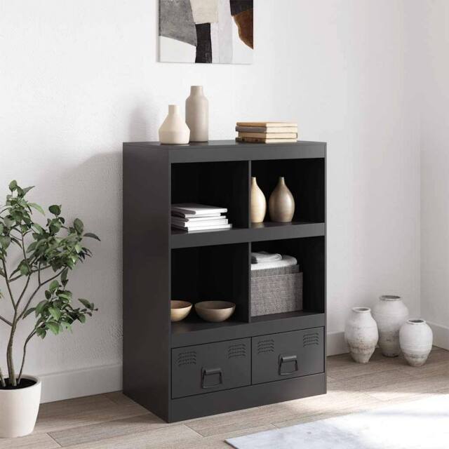 Berkfield Home Highboard Black 67x39x95 cm Steel - Size: 67 x 39 x 95 cm - image 1