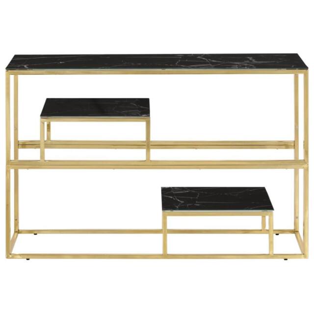 Berkfield Home Modern Console Table Gold Stainless Steel & Tempered Glass - image 1