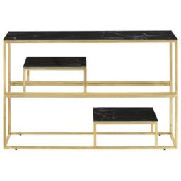 Berkfield Home Modern Console Table Gold Stainless Steel & Tempered Glass