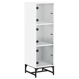 Berkfield Home Highboard with Glass Doors White 35x37x120 cm - Size: 35 x 37 x 120 cm - thumbnail 2