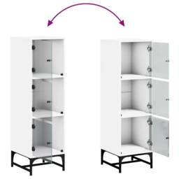 Berkfield Home Highboard with Glass Doors White 35x37x120 cm - Size: 35 x 37 x 120 cm - thumbnail 9