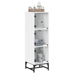 Berkfield Home Highboard with Glass Doors White 35x37x120 cm - Size: 35 x 37 x 120 cm - thumbnail 5