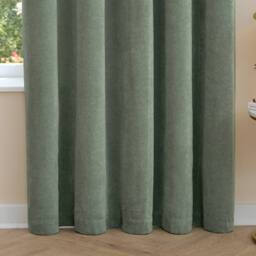 Furn Soft Chenille Blackout Eyelet Curtain Pair in Green - Size: 168 cm width x 229 cm drop - thumbnail 7