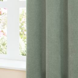 Furn Soft Chenille Blackout Eyelet Curtain Pair in Green - Size: 168 cm width x 229 cm drop - thumbnail 4