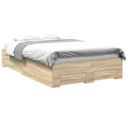 Berkfield Home Bed Frame without Mattress with Drawers Double Engineered Wood in Beige - thumbnail 2