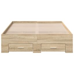 Berkfield Home Bed Frame without Mattress with Drawers Double Engineered Wood in Beige - thumbnail 5