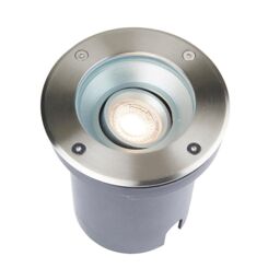 Netlighting Pillar Tilt Outdoor Recessed Ground Light Brushed Stainless Steel & Clear Glass IP67 in Grey