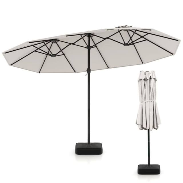 Gymax Double Sided Patio Umbrella Large Market Umbrella Outdoor in Beige