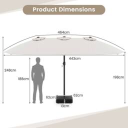 Gymax Double Sided Patio Umbrella Large Market Umbrella Outdoor in Beige - thumbnail 2